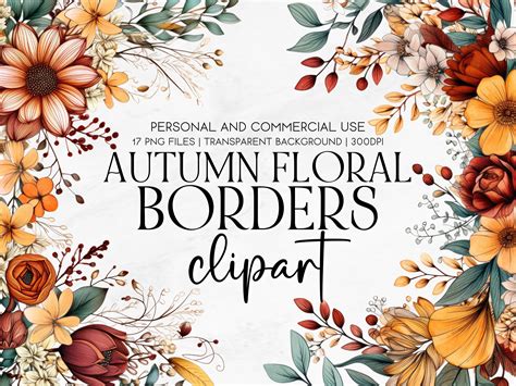 Fall Flowers Border Clip Art