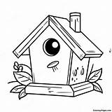 Bird House Coloring Page  Pagescom sketch template