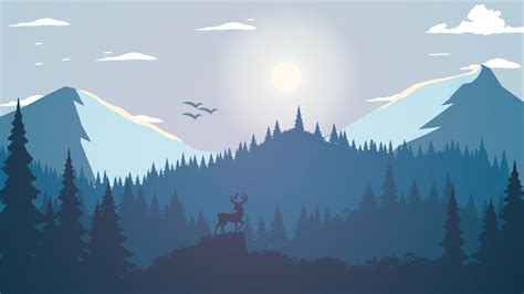 deer on mountain wallpaper, silhouette of trees under white sky illustration #landscape #forest ...