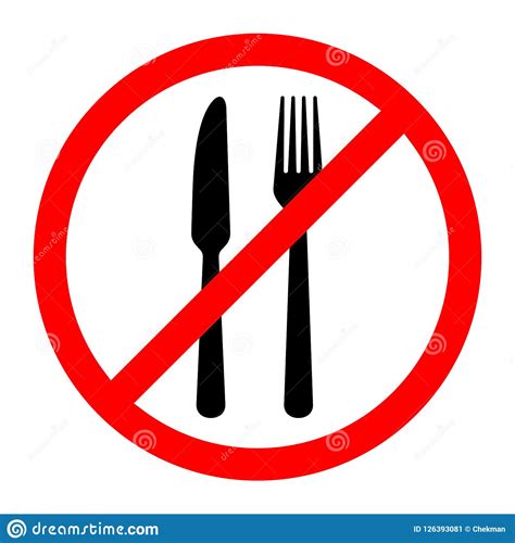 No Eating Sign. Vector Illustration. Stock Illustration - Illustration of icon, warning: 126393081