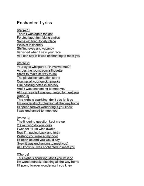 Taylor Swift Enchanted Lyrics