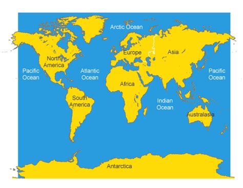5 Major Oceans - 7 Continents