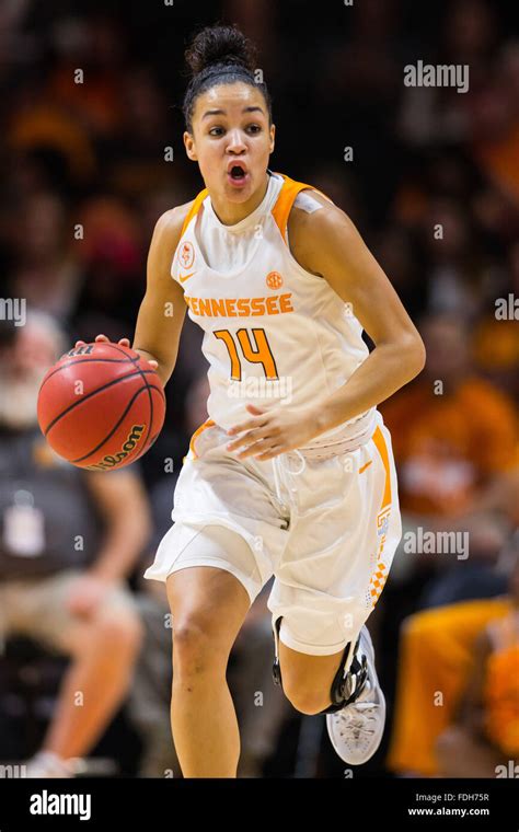 January 31, 2016: Andraya Carter #14 of the Tennessee Lady Volunteers brings the ball up court ...