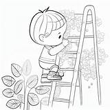 Premium AI Image  A coloring Page Of Little boy climbing Ladder To sketch template
