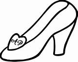 Slipper Cinderella Glass Coloring Pages Printable Sketch Page sketch template