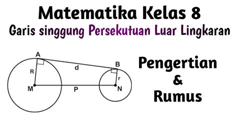 Matematika kelas 8 Pengertian dan Rumus Garis singgung Persekutuan Luar Lingkaran YouTube