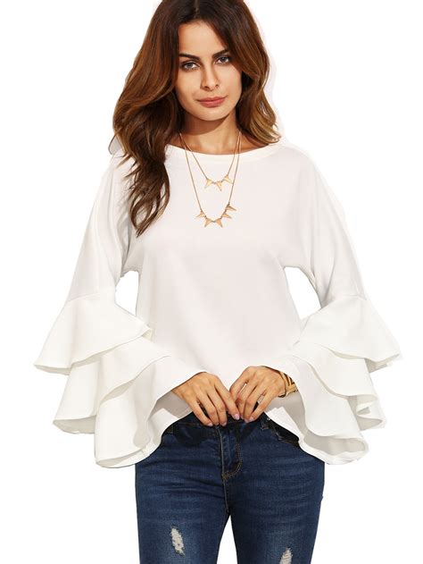 SheIn Women's Round Neck Ruffle Long Sleeve Blouse - Women Product Review