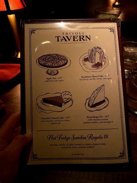 Menu at Trivoli Tavern restaurant, Chicago