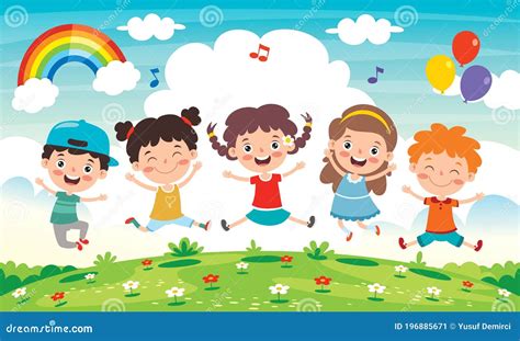 Happy Little Children Having Fun Stock Vector - Illustration of game ...