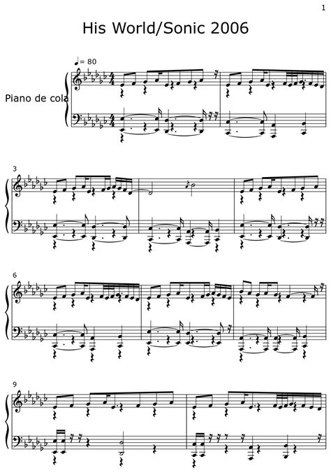 His World/Sonic 2006 - Sheet music for Piano