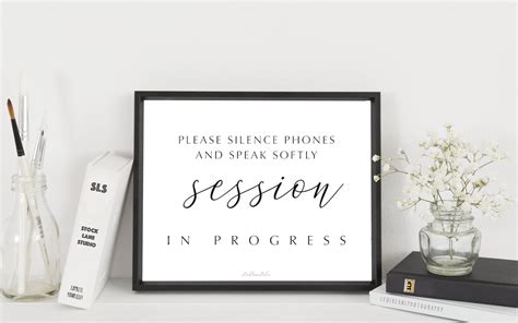 Printable Quiet Sign, Please Silence Phones Speak Softly Session in Progress, School or Office ...