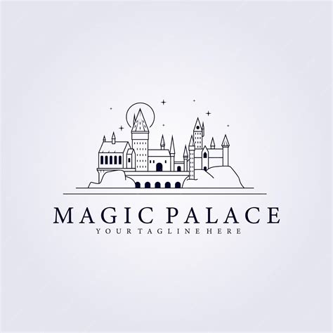 Premium Vector | Line art hogwarts castle illustration vector icon logo ...