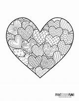 15 Zen Doodle heart coloring Pages Page  Print Color Fun sketch template