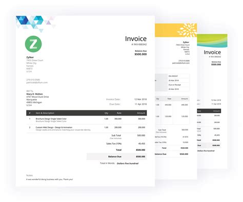 Zoho Free Invoice Template, Use Invoice Templates From Zoho Calculate Until Create And Send.