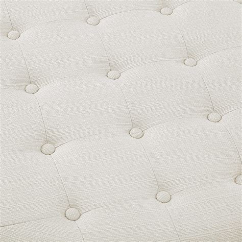 24KF Large Round Upholstered Tufted Linen Ottoman Coffee Table, Large ...