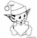 Cute Christmas Elf Coloring Page  Free Printable Pages sketch template