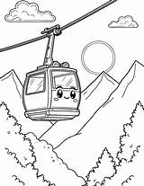 Cable car During Sunset coloring Page sketch template