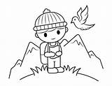 Printable Hiking Boy Coloring Page sketch template