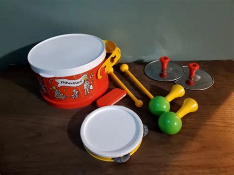 VINTAGE 1979 FISHER Price Marching Band Drum Set w/ Instruments Complete $24.00 - PicClick