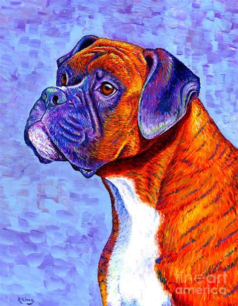 Devoted Guardian - Colorful Brindle Boxer Dog Painting by Rebecca Wang ...