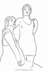 Girls Statue Coloring Page For Kids  Free Printable sketch template