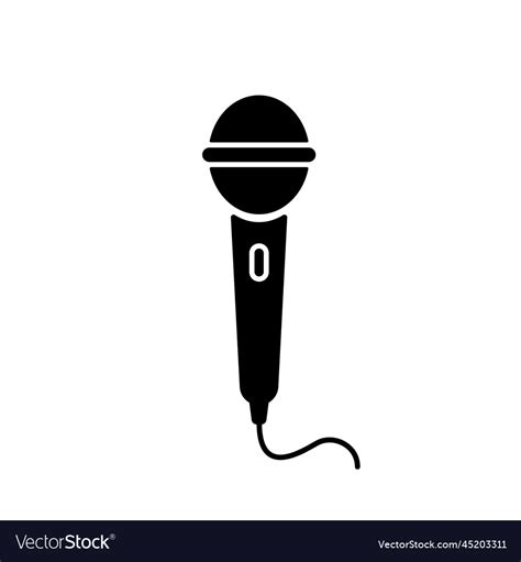 Silhouette microphone with cord icon Royalty Free Vector