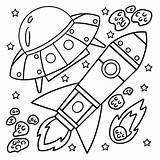 Premium Vector  Ufo And rocket ship In Space coloring Page sketch template