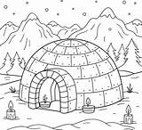 An igloo coloring Page With A snow Covered Mountain 53489198 Vector Art  sketch template