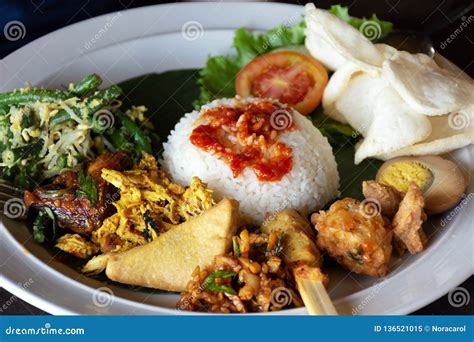 Nasi Campur Bali or Also Known As Balinese Mixed Rice Stock Image - Image of balinese, dish ...