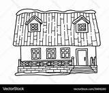 Winter House For coloring Royalty Free Vector Image sketch template