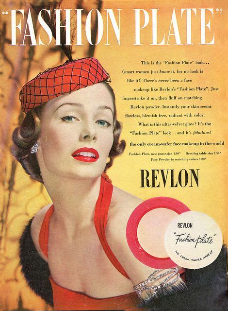REVLON "Fashion Plate" Face Makeup - Back Cover Magazine Ad, December, 1950 | Vintage makeup ads ...