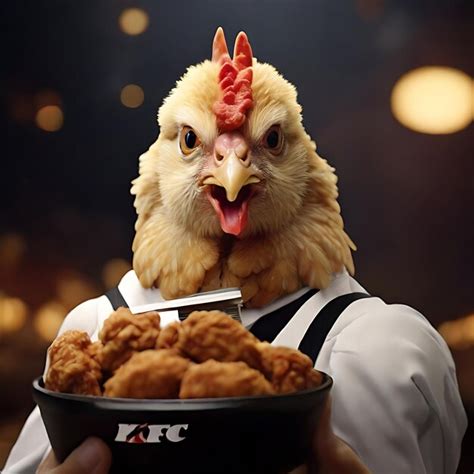 Premium Photo | Chicken eating kfc