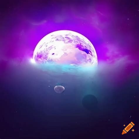 Astronaut with purple planet background on Craiyon