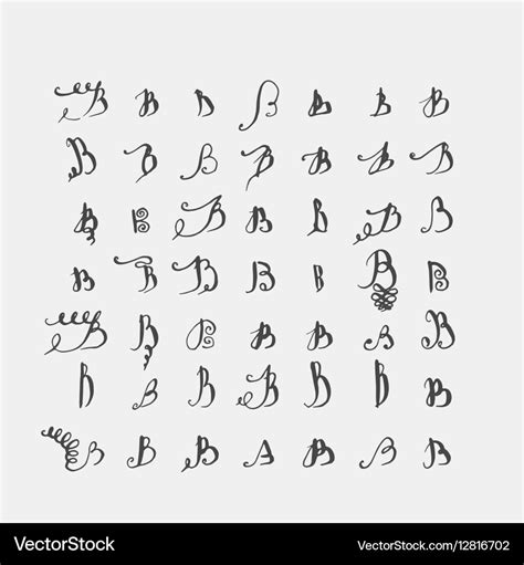 Set of calligraphic letters b handwritten Vector Image