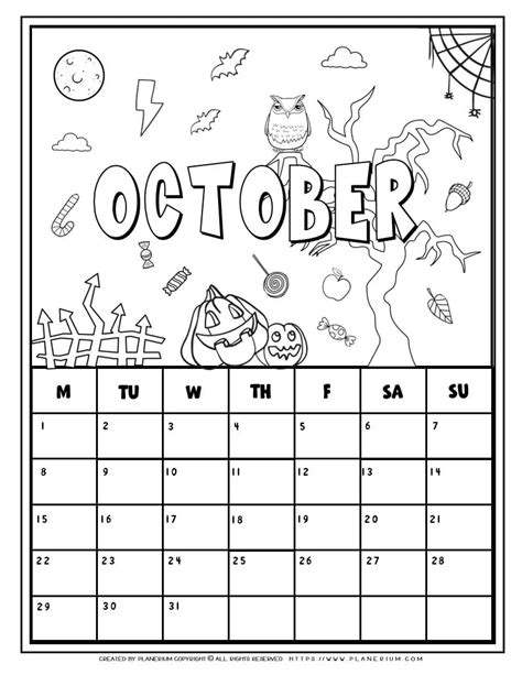 Coloring Calendar - October | planerium