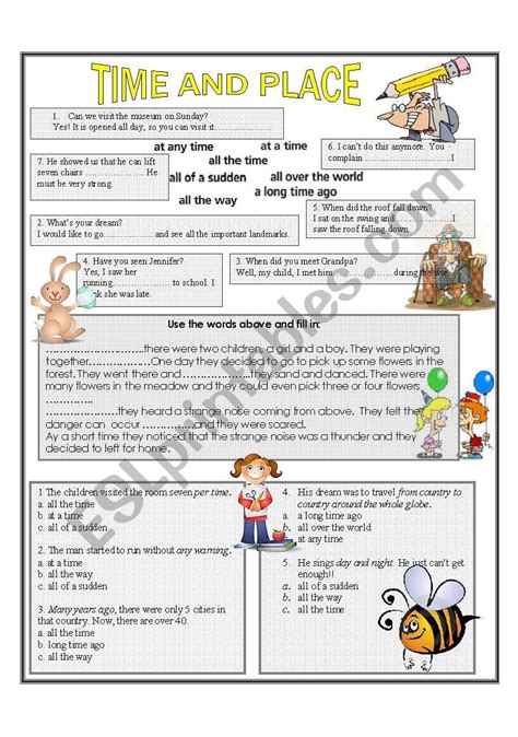 time and place - ESL worksheet by donapeter