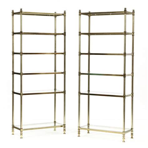 Pair of Vintage Brass and Glass Bookshelves (Lot 366 - The June Estate AuctionJun 25, 2020, 10:00am)