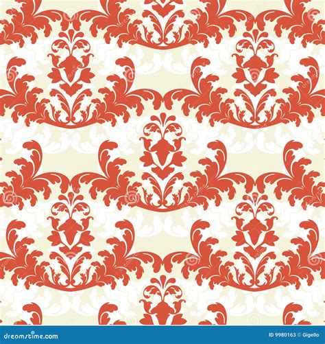 Red damask wallpaper stock vector. Illustration of curves - 9980163