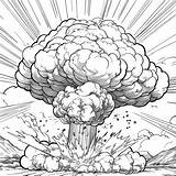 Coloring Page A Black And White Illustration Of Large Explosion  sketch template