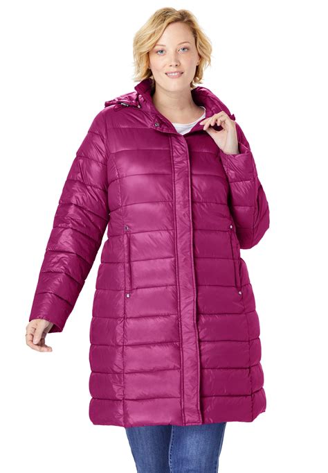 Woman Within Women's Plus Size Long Packable Puffer Jacket - Walmart.com