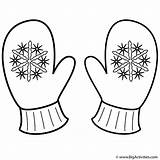 Mittens With Snowflakes  Coloring Page Clothing sketch template