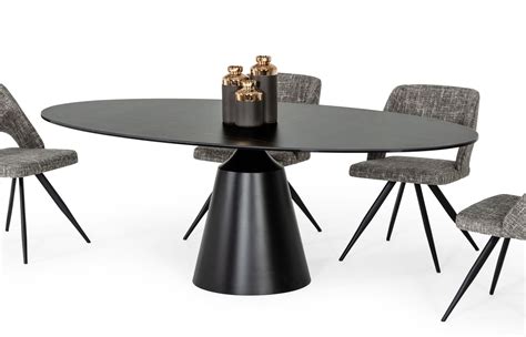 Modrest Edith - Modern Oval Black Ceramic Dining Table