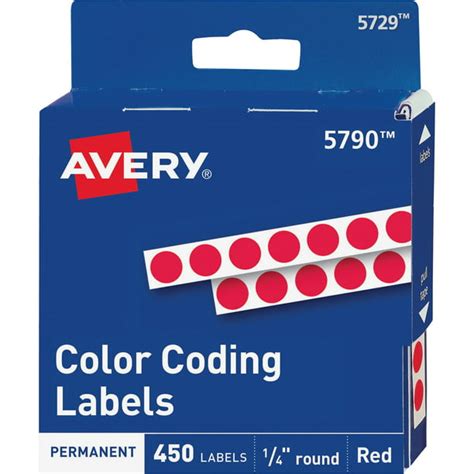 Avery Permanent Self-Adhesive Round Color-Coding Labels, 1/4" dia, Red, 450/Pack - Walmart.com ...