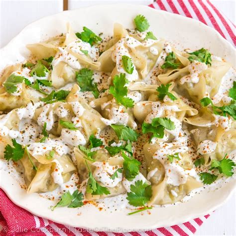 Afghan Mantu - savory beef & onion filled dumplings