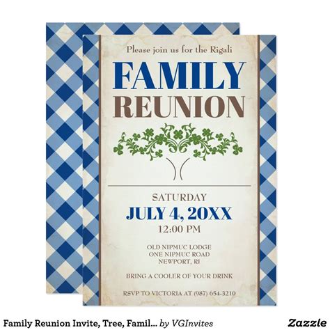 Family Reunion Invite, Tree, Family Picnic Invitation | Zazzle.com | Picnic invitations, Reunion ...