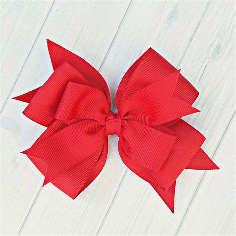 Red Hair Bow Large Red Bow Red Layered Bow Red Hair Clip - Etsy