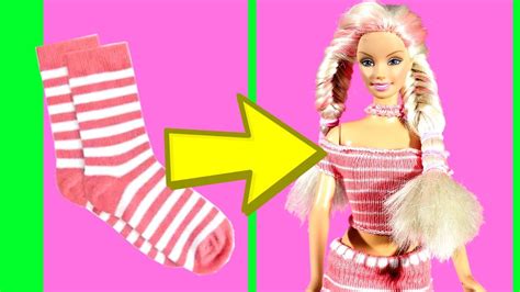 DIY Barbie Dresses with Socks Making Easy No Sew Clothes for Barbies Creative by Devlin Fox ...