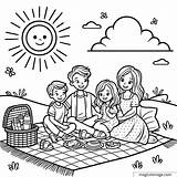 Family picnic coloring Page sketch template