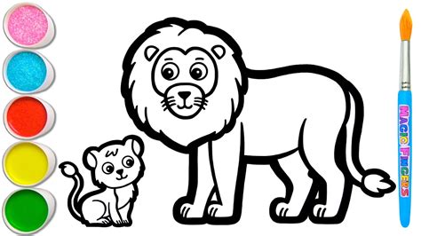 Lion Drawing, Painting and Coloring for Kids & Toddlers | Drawing Basics #219 - Bombofoods