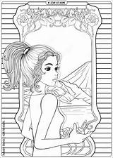 Woman Portrait In Front Of A Window And Slogan Tag stay at Home  sketch template